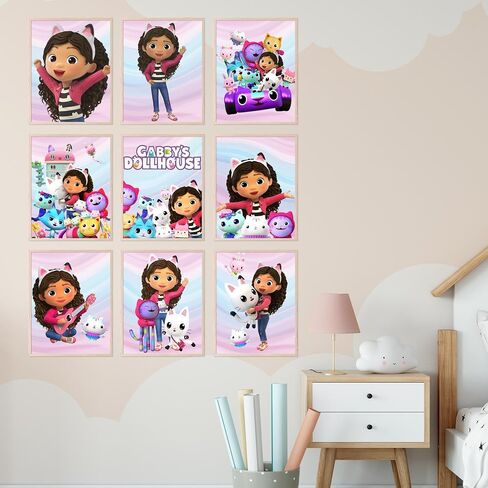 BigWig Prints Gabby's Dollhouse Poster - Gabby Dollhouse Room Decor, Gabby Dollhouse Wall Decor, Gabby Doll House Birthday Decorations, Gabbys Dollhouse Decorations - Unframed Set of 9 (8x10) in Saudi Arabia