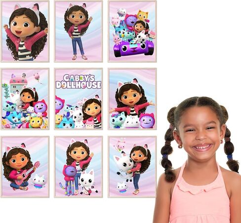 BigWig Prints Gabby's Dollhouse Poster - Gabby Dollhouse Room Decor, Gabby Dollhouse Wall Decor, Gabby Doll House Birthday Decorations, Gabbys Dollhouse Decorations - Unframed Set of 9 (8x10) in Saudi Arabia