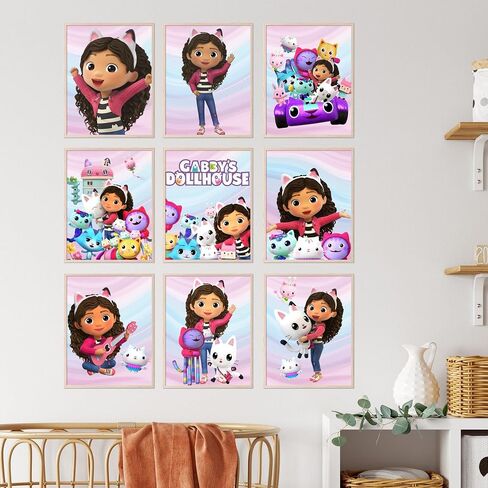 BigWig Prints Gabby's Dollhouse Poster - Gabby Dollhouse Room Decor, Gabby Dollhouse Wall Decor, Gabby Doll House Birthday Decorations, Gabbys Dollhouse Decorations - Unframed Set of 9 (8x10) in Saudi Arabia