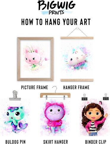 مطبوعات BigWig لديكور حائط بيت الدمية غابي - ديكور غرفة بيت الدمية غابي، ملصق بيت الدمية غابي، ديكورات عيد ميلاد بيت الدمية غابي، ديكورات بيت الدمى غابي - مجموعة غير مؤطرة من 9 (8 × 10) in Kuwait