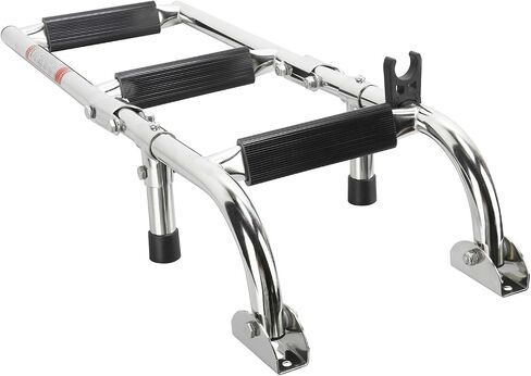 NovelBee Foldable Stainless Steel 3 Steps Ladder Stern Mount w Rubber Grips for Marine Boat Yacht (3 Steps:2+1 Steps) in Saudi Arabia