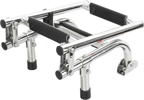 NovelBee Foldable Stainless Steel 3 Steps Ladder Stern Mount w Rubber Grips for Marine Boat Yacht (3 Steps:2+1 Steps) in Saudi Arabia