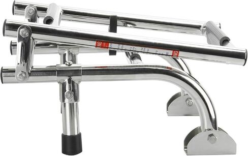 NovelBee Foldable Stainless Steel 3 Steps Ladder Stern Mount w Rubber Grips for Marine Boat Yacht (3 Steps:2+1 Steps) in Saudi Arabia