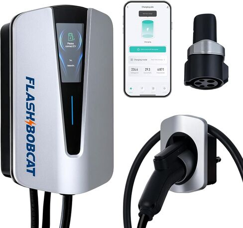 Level 2 Home Electric Vehicle (EV) Charger up to 48 Amp, 240V, WiFi and Bluetooth, UL/CE/FCC, Hardwire, Indoor/Outdoor, 25-Foot Cable, J1772 to Tesla Charging Adapter in Saudi Arabia