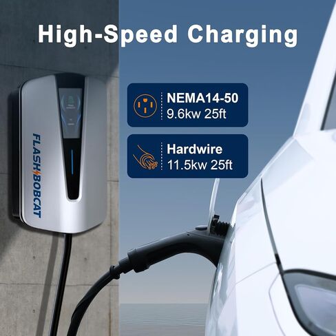 Level 2 Home Electric Vehicle (EV) Charger up to 48 Amp, 240V, WiFi and Bluetooth, UL/CE/FCC, Hardwire, Indoor/Outdoor, 25-Foot Cable, J1772 to Tesla Charging Adapter in Saudi Arabia