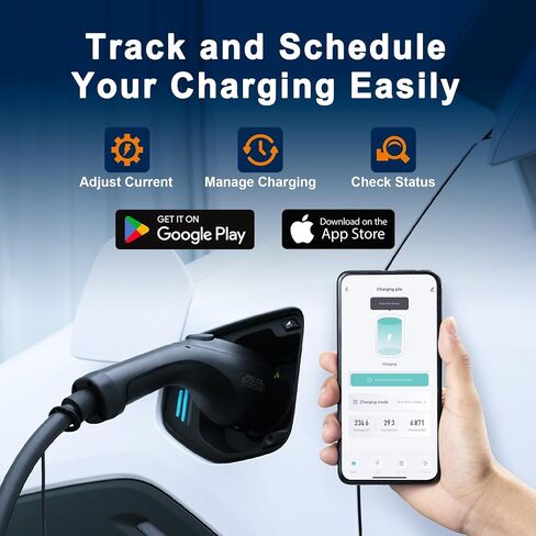 Level 2 Home Electric Vehicle (EV) Charger up to 48 Amp, 240V, WiFi and Bluetooth, UL/CE/FCC, Hardwire, Indoor/Outdoor, 25-Foot Cable, J1772 to Tesla Charging Adapter in Saudi Arabia