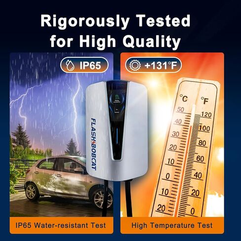 Level 2 Home Electric Vehicle (EV) Charger up to 48 Amp, 240V, WiFi and Bluetooth, UL/CE/FCC, Hardwire, Indoor/Outdoor, 25-Foot Cable, J1772 to Tesla Charging Adapter in Saudi Arabia