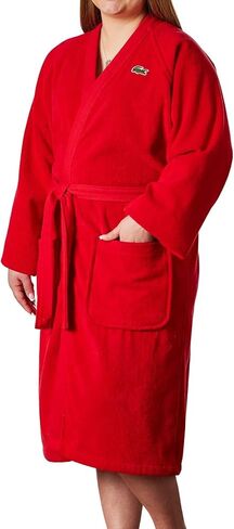Lacoste Classic Pique 100% Cotton Bath Robe for Men & Women, One Size Fits Most, Black Iris in Saudi Arabia