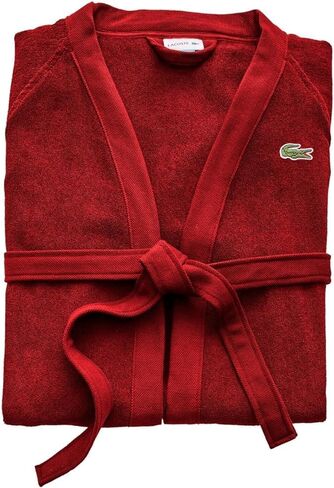 Lacoste Classic Pique 100% Cotton Bath Robe for Men & Women, One Size Fits Most, Black Iris in Saudi Arabia