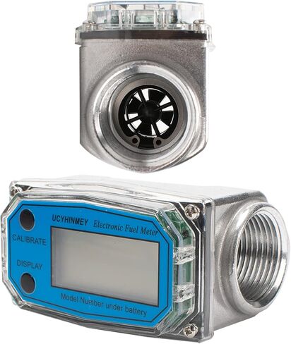مقياس تدفق توربين رقمي 1.5 بوصة، مقياس تدفق مياه الوقود بشاشة LCD، مقياس الجريان لمياه البنزين والكيروسين الديزل، الفولاذ المقاوم للصدأ من الألومنيوم. معدل التدفق 40-280 لتر في الدقيقة (10.5-74 جرام في الدقيقة). in Kuwait