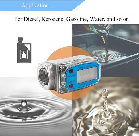 مقياس تدفق توربين رقمي 1.5 بوصة، مقياس تدفق مياه الوقود بشاشة LCD، مقياس الجريان لمياه البنزين والكيروسين الديزل، الفولاذ المقاوم للصدأ من الألومنيوم. معدل التدفق 40-280 لتر في الدقيقة (10.5-74 جرام في الدقيقة). in Kuwait