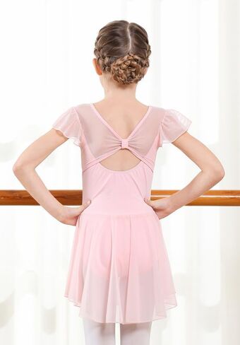 DIPUG Girls Ballet Leotards with Skirts Toddler Hollow Back Dance Dresses with Ruffle Sleeve in Saudi Arabia