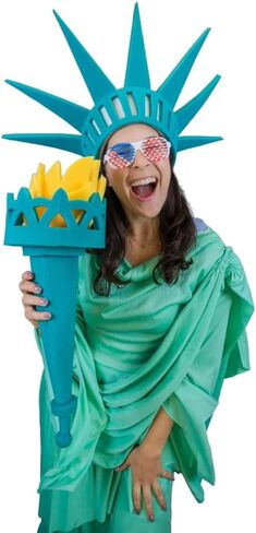 FOAM PARTY HATS: Funny Silly Mens & Womens Patriotic Uncle Sam USA American Flag Tall Wide Brim Top Hat for Independence Day, 4th of July Dad Hat or Crazy Hat Day, Top in Kuwait