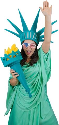 FOAM PARTY HATS: Funny Silly Mens & Womens Patriotic Uncle Sam USA American Flag Tall Wide Brim Top Hat for Independence Day, 4th of July Dad Hat or Crazy Hat Day, Top in Kuwait