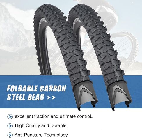 ZUKKA Bike Tire 20X2.125/24X1.95/26X1.95/27.5X1.95-inch Bike Tire MTB Mountain Foldable Replacement Mountain Bicycle Tire in Saudi Arabia