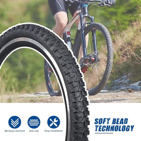 ZUKKA Bike Tire 20X2.125/24X1.95/26X1.95/27.5X1.95-inch Bike Tire MTB Mountain Foldable Replacement Mountain Bicycle Tire in Saudi Arabia
