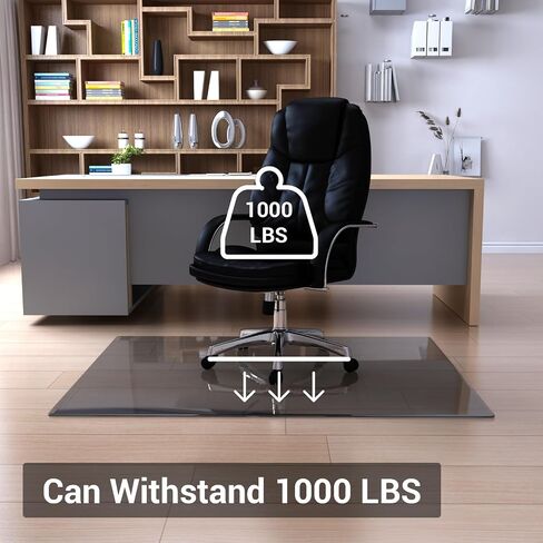 Office Chair Mat, Glass Chair Mat, 36" x 46" x 0.2"Th Tempered Glass Office Chair Mat for Carpet or Hardwood Floor Effortless Rolling, Easy to Clean, Carpet Chair Mats Clear Black in Saudi Arabia