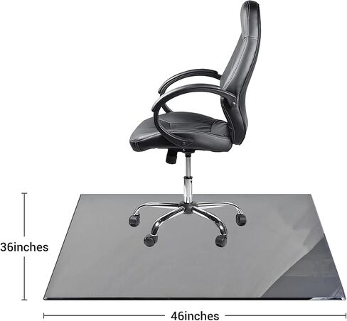 Office Chair Mat, Glass Chair Mat, 36" x 46" x 0.2"Th Tempered Glass Office Chair Mat for Carpet or Hardwood Floor Effortless Rolling, Easy to Clean, Carpet Chair Mats Clear Black in Saudi Arabia