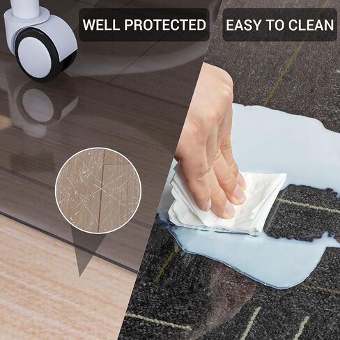 Office Chair Mat, Glass Chair Mat, 36" x 46" x 0.2"Th Tempered Glass Office Chair Mat for Carpet or Hardwood Floor Effortless Rolling, Easy to Clean, Carpet Chair Mats Clear Black in Saudi Arabia