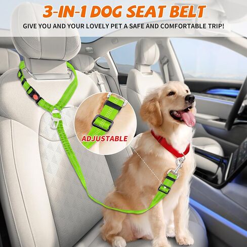 Dog Seat Belt for Car 2 Packs,Retractable Dog Car Harness Adjustable Dog Seatbelt for Vehicle Car Headrest | Seatbelt Buckle | Dog Leash in Saudi Arabia