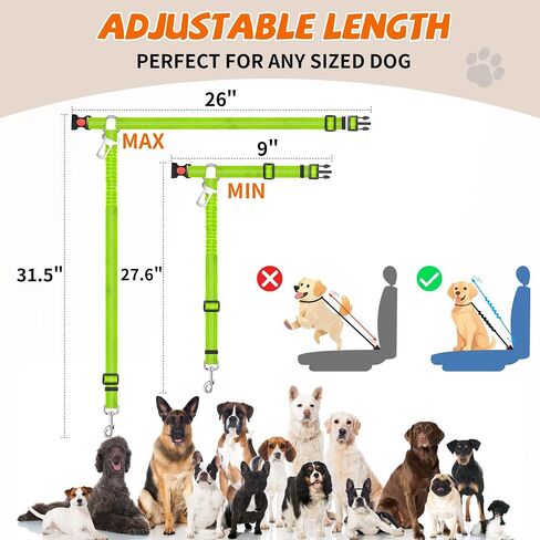 Dog Seat Belt for Car 2 Packs,Retractable Dog Car Harness Adjustable Dog Seatbelt for Vehicle Car Headrest | Seatbelt Buckle | Dog Leash in Saudi Arabia