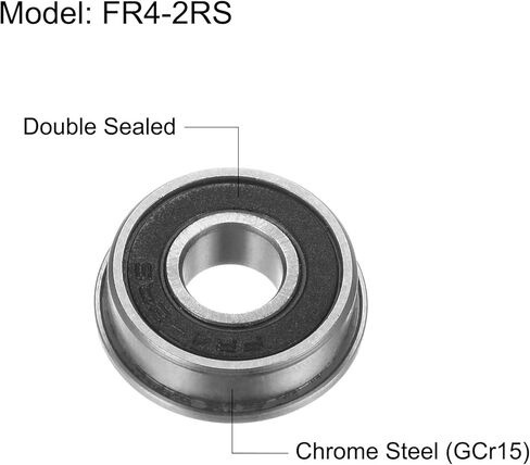 Uxcell FR4-2RS محمل كروي ذو حواف 1/4 × 5/8 × 10/51 بوصة محامل شفة فولاذية كروم مزدوجة محكمة الغلق، 10 قطع in Kuwait