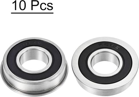 Uxcell FR4-2RS محمل كروي ذو حواف 1/4 × 5/8 × 10/51 بوصة محامل شفة فولاذية كروم مزدوجة محكمة الغلق، 10 قطع in Kuwait