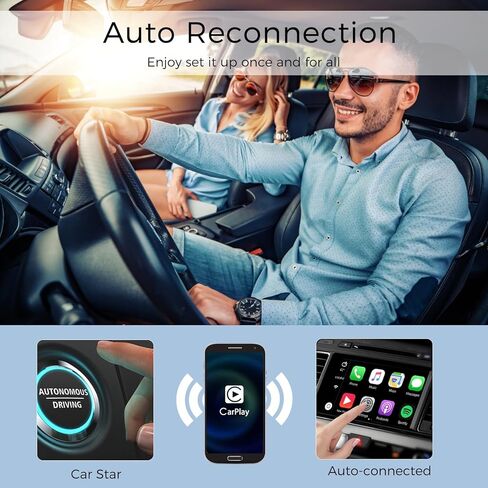 محول Carplay اللاسلكي لـ Carplay السلكي من المصنع إلى لاسلكي، تحويل سلكي إلى دونجل Carplay لاسلكي للاتصال اللاسلكي، التوصيل والتشغيل، للسيارات من 2015 وiPhone iOS 10+ in Kuwait