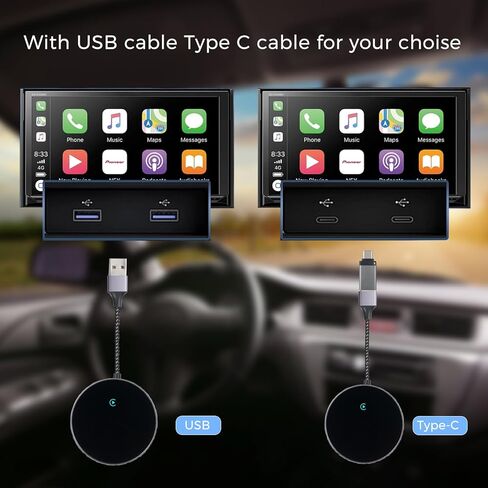 محول Carplay اللاسلكي لـ Carplay السلكي من المصنع إلى لاسلكي، تحويل سلكي إلى دونجل Carplay لاسلكي للاتصال اللاسلكي، التوصيل والتشغيل، للسيارات من 2015 وiPhone iOS 10+ in Kuwait
