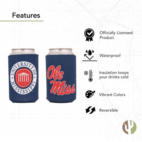 مبرد المشروبات العازل لجامعة ميسيسيبي من Ole Miss، عبوة واحدة من حامل المشروبات الرغوي المتمردين U of M (علبة واحدة - تصميم B) in Kuwait