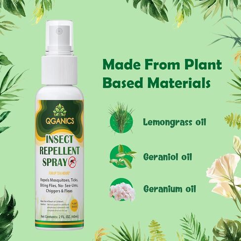 رذاذ طارد البعوض للجسم، رذاذ الحشرات الطبيعي خالي من DEET، رذاذ الحشرات حجم السفر رذاذ طارد الحشرات للبشرة 2 أوقية (2 حزمة). in Kuwait