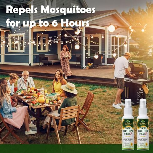 رذاذ طارد البعوض للجسم، رذاذ الحشرات الطبيعي خالي من DEET، رذاذ الحشرات حجم السفر رذاذ طارد الحشرات للبشرة 2 أوقية (2 حزمة). in Kuwait