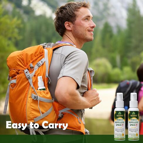 رذاذ طارد البعوض للجسم، رذاذ الحشرات الطبيعي خالي من DEET، رذاذ الحشرات حجم السفر رذاذ طارد الحشرات للبشرة 2 أوقية (2 حزمة). in Kuwait