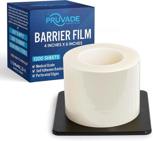 Blue Barrier Film 4" x 6" - Self Adhesive Protective Film | 1 Box, 1200 Sheets | Universal Dental Instruments Tape Protects Equipment, Makeup, Microblading, Home Surfaces, Roll & Dispenser Box in Saudi Arabia