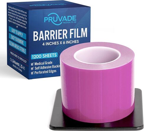Blue Barrier Film 4" x 6" - Self Adhesive Protective Film | 1 Box, 1200 Sheets | Universal Dental Instruments Tape Protects Equipment, Makeup, Microblading, Home Surfaces, Roll & Dispenser Box in Saudi Arabia