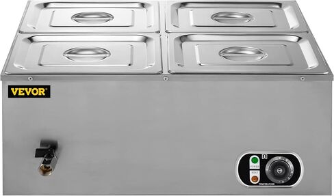 جهاز تسخين الطعام التجاري VEVOR 6x1/6GN، 6 مقلاة من الفولاذ المقاوم للصدأ Bain Marie سعة 12.6 Qt، طاولة بخار 1500 واط بعمق 15 سم/6 بوصة، درجة الحرارة. التحكم في درجة حرارة 86-185 درجة فهرنهايت، سخان الحساء الكهربائي مع أغطية ومغرفتين in Kuwait