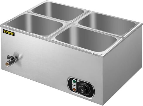 جهاز تسخين الطعام التجاري VEVOR 6x1/6GN، 6 مقلاة من الفولاذ المقاوم للصدأ Bain Marie سعة 12.6 Qt، طاولة بخار 1500 واط بعمق 15 سم/6 بوصة، درجة الحرارة. التحكم في درجة حرارة 86-185 درجة فهرنهايت، سخان الحساء الكهربائي مع أغطية ومغرفتين in Kuwait