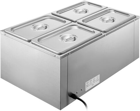 جهاز تسخين الطعام التجاري VEVOR 6x1/6GN، 6 مقلاة من الفولاذ المقاوم للصدأ Bain Marie سعة 12.6 Qt، طاولة بخار 1500 واط بعمق 15 سم/6 بوصة، درجة الحرارة. التحكم في درجة حرارة 86-185 درجة فهرنهايت، سخان الحساء الكهربائي مع أغطية ومغرفتين in Kuwait