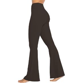 Sunzel Flare Leggings, Crossover Yoga Pants with Tummy Control, High Waisted and Wide Leg, No Front Seam Java Brown Medium 34" Inseam in Saudi Arabia