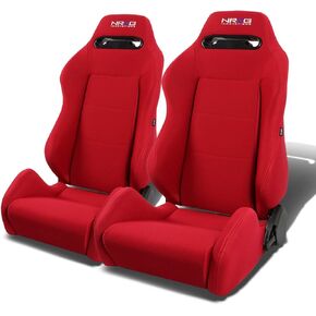 NRG Innovations RSC-220-NRG زوج من مقعد السباق العالمي من النوع R مع ستيتش أحمر وشعار NRG، 33 (ارتفاع) × 22 (عرض) × 21.5 (عمق) بوصة، جانب السائق والراكب، أحمر in Kuwait