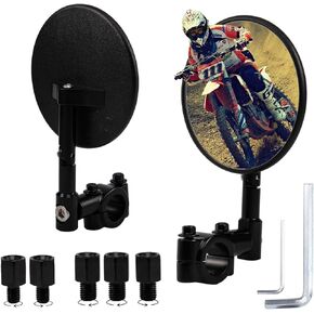 مرايا الدراجات النارية عالمية، مرايا جانبية للدراجة النارية، معتمدة من E24، قابلة للدوران 360 درجة، تناسب أقطار المقود من 22 مم و25.4 مم، تناسب معظم الدراجات النارية والدراجات الهوائية وATV (النمط أ) in Kuwait