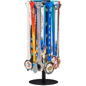 Shimeyao Medal Hanger Display Medal Display Rotatable Medal Holder Rotating Metals Display Rack Adjustable Award Holder Stand for Basketball Running Sports Race (Black,7.8 Inch, 20+ Medals) in Kuwait