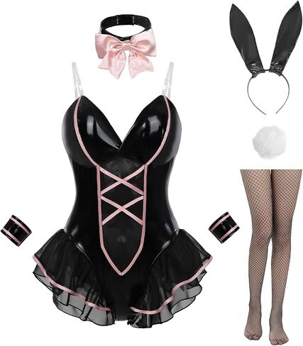 FCCAM Bunny Costume Adult Womens Bunny Bodysuit One Piece Halloween Cosplay Suit in Saudi Arabia