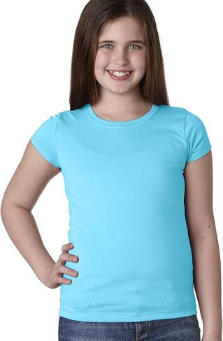 تي شيرت Next Level Big Girls Princess Rib Knit Softness T-shirt، Tahiti Blue، Large in Saudi Arabia