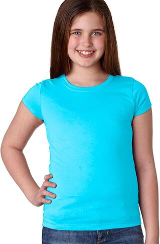 تي شيرت Next Level Big Girls Princess Rib Knit Softness T-shirt، Tahiti Blue، Large in Saudi Arabia