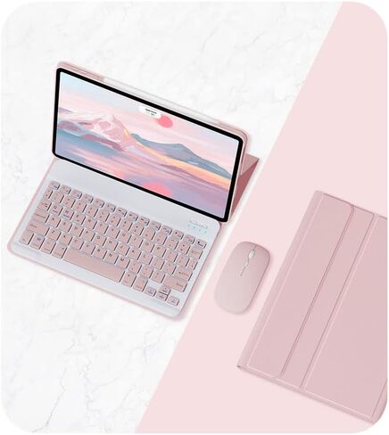 غرفة مفاتيح اللاسلكية الفارغة الغرفة اللاسلكية ووسادة اللمس مع علبة iPad 10.2 بوصة ، لعام 2018 Gen 6th iPad ، 2017 Gen 5th iPad ، 2016 iPad Pro ، iPad Air/iPad Air2 ، لوحة المفاتيح اللاسلكية وحامل القلم الرصاصي ، الوردي in Kuwait