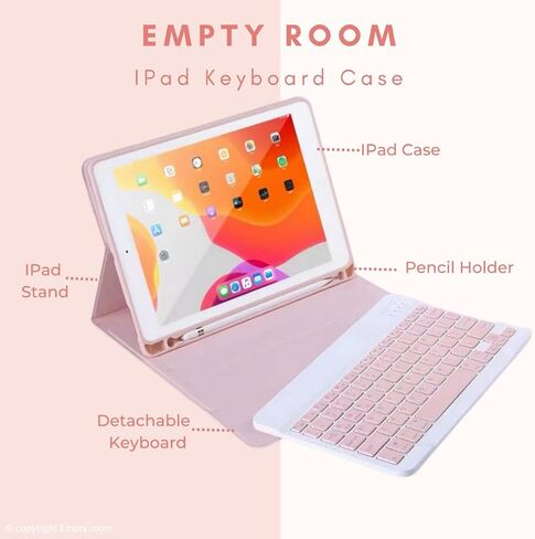 غرفة مفاتيح اللاسلكية الفارغة الغرفة اللاسلكية ووسادة اللمس مع علبة iPad 10.2 بوصة ، لعام 2018 Gen 6th iPad ، 2017 Gen 5th iPad ، 2016 iPad Pro ، iPad Air/iPad Air2 ، لوحة المفاتيح اللاسلكية وحامل القلم الرصاصي ، الوردي in Kuwait