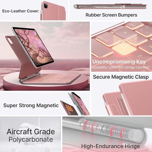 طبقة لوحة مفاتيح Typecase لـ 2024 M4 iPad Pro 13 ، لوحة المفاتيح السحرية مع الإضاءة الخلفية 11 لونًا ، وحالة لوحة المفاتيح مع حامل قلم رصاص ، ولوحة تتبع في بوليت ، وموقف مغناطيسي سهلة ، والأرجواني in Kuwait
