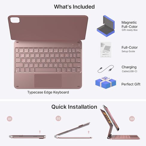 طبقة لوحة مفاتيح Typecase لـ 2024 M4 iPad Pro 13 ، لوحة المفاتيح السحرية مع الإضاءة الخلفية 11 لونًا ، وحالة لوحة المفاتيح مع حامل قلم رصاص ، ولوحة تتبع في بوليت ، وموقف مغناطيسي سهلة ، والأرجواني in Kuwait