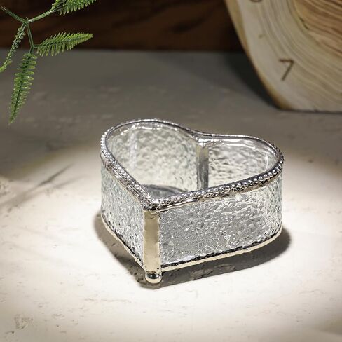 Glass Vintage Jewelry Box Keepsake storage Trinket Ring Display Box Home Decor Embossed Clear Glass Box Organizer(4×3.6×2.1inches) in Kuwait
